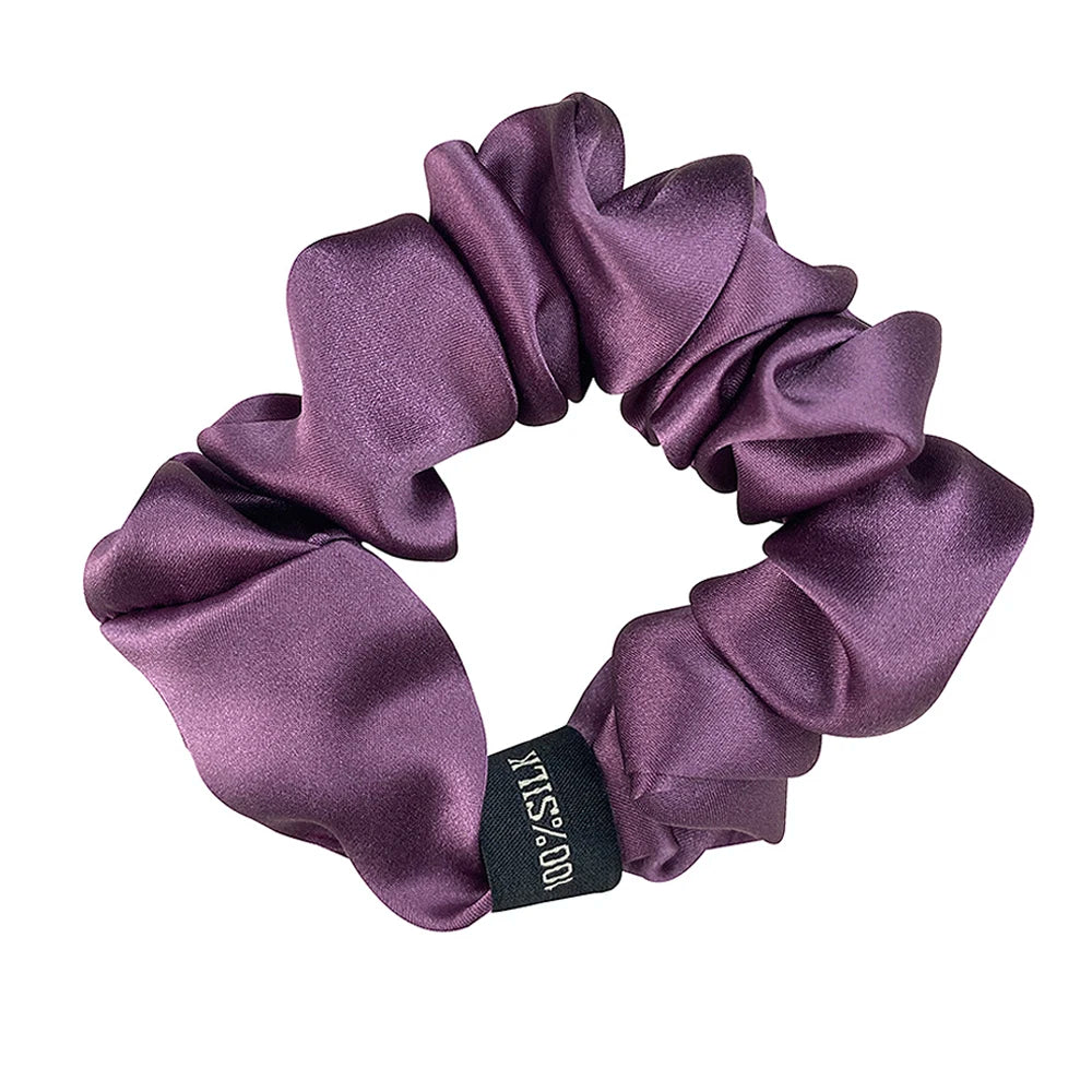 100% Pure Mulberry Silk Large Scrunchies Rubber Bands Hair Ties Gum Elastics Simple Pure Color for Women Girls 19 Momme 3.5CM