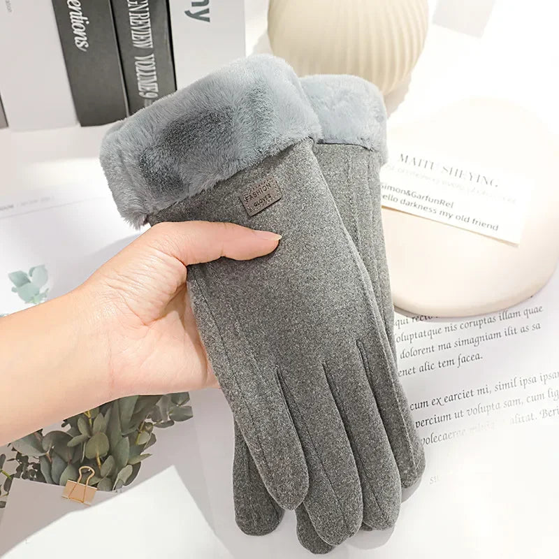 Dicke Plüsch-Winterhandschuhe für Damen – Warm & Touchscreen-fähig