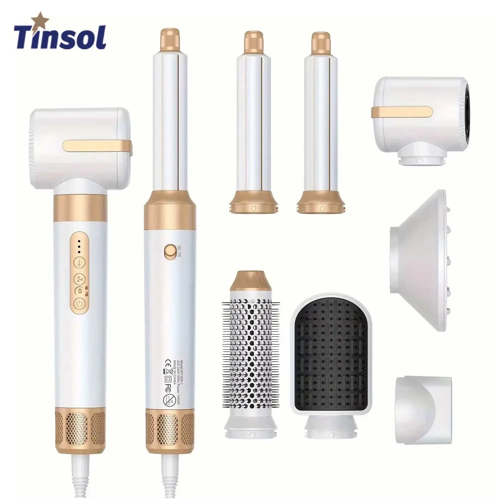 Tinsol 7-in-1 Hair Styler – Brushless Ionic Dryer mit Diffusor & Stylingaufsätzen