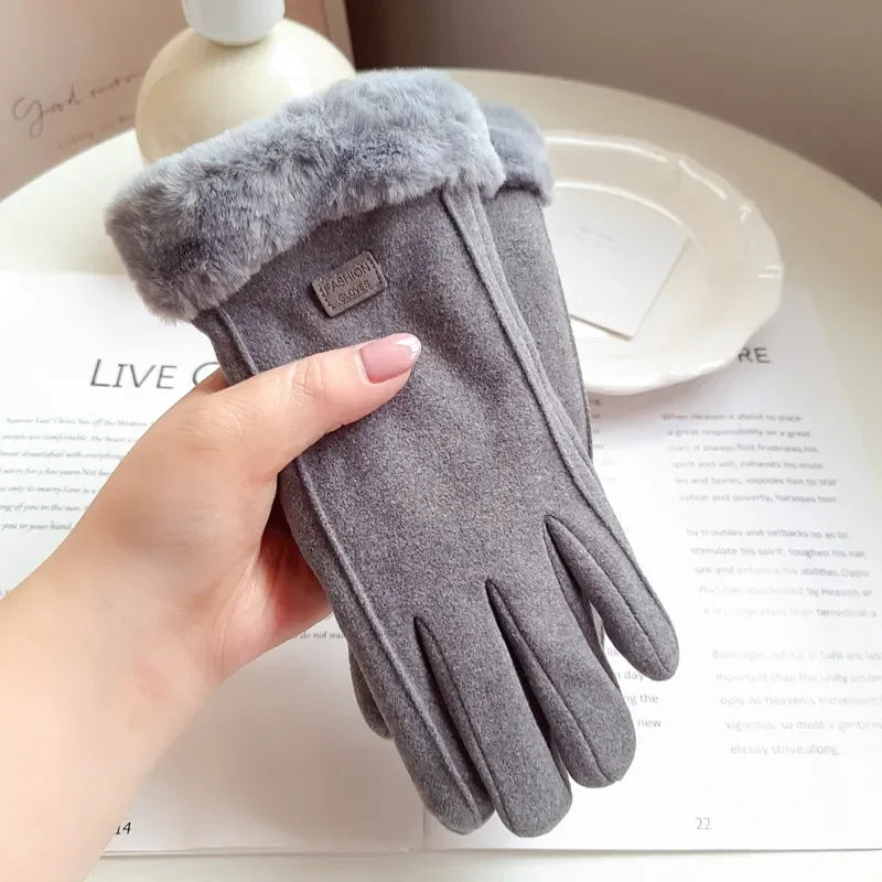 Dicke Plüsch-Winterhandschuhe für Damen – Warm & Touchscreen-fähig