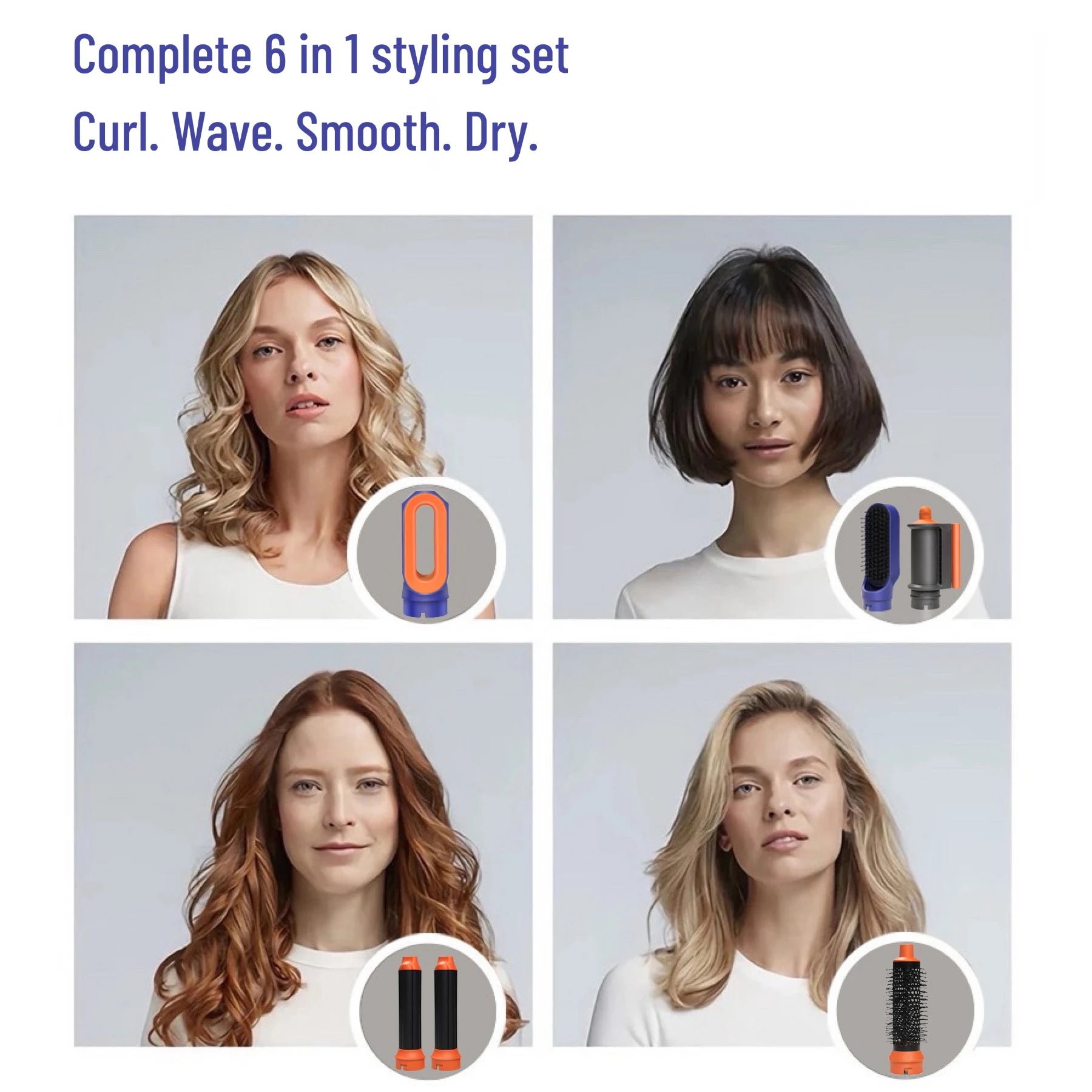 6-in-1 Smooth Hair Styler – Multifunktionaler Hot Air MultiStyler für Volumen, Glätte & Locken