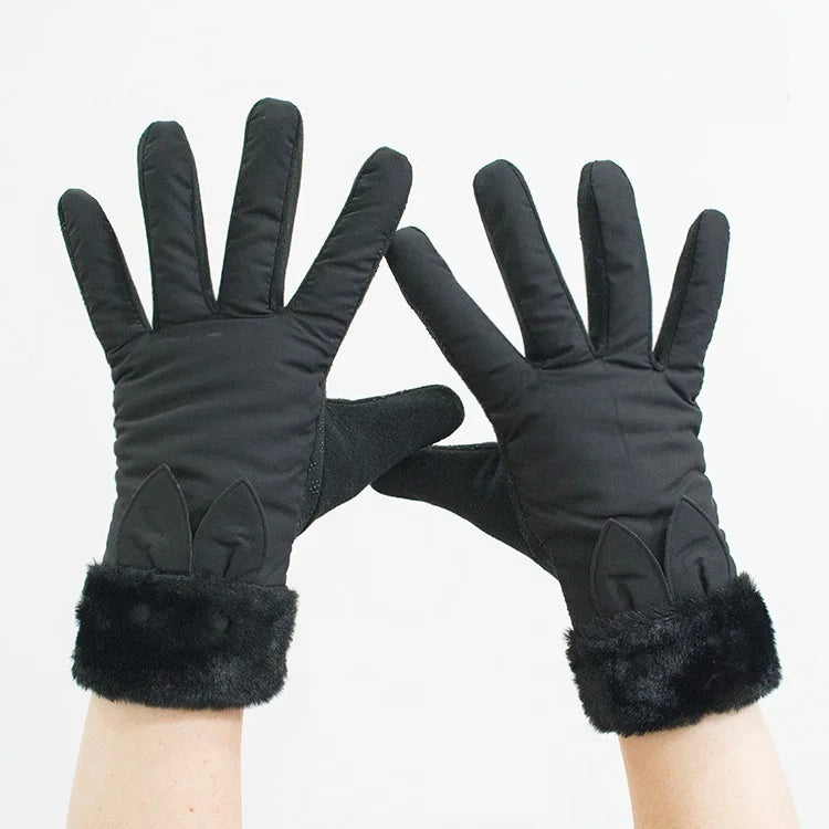 Doppelt gefütterte Damen Winterhandschuhe – Plüsch, Kaschmir & Touchscreen