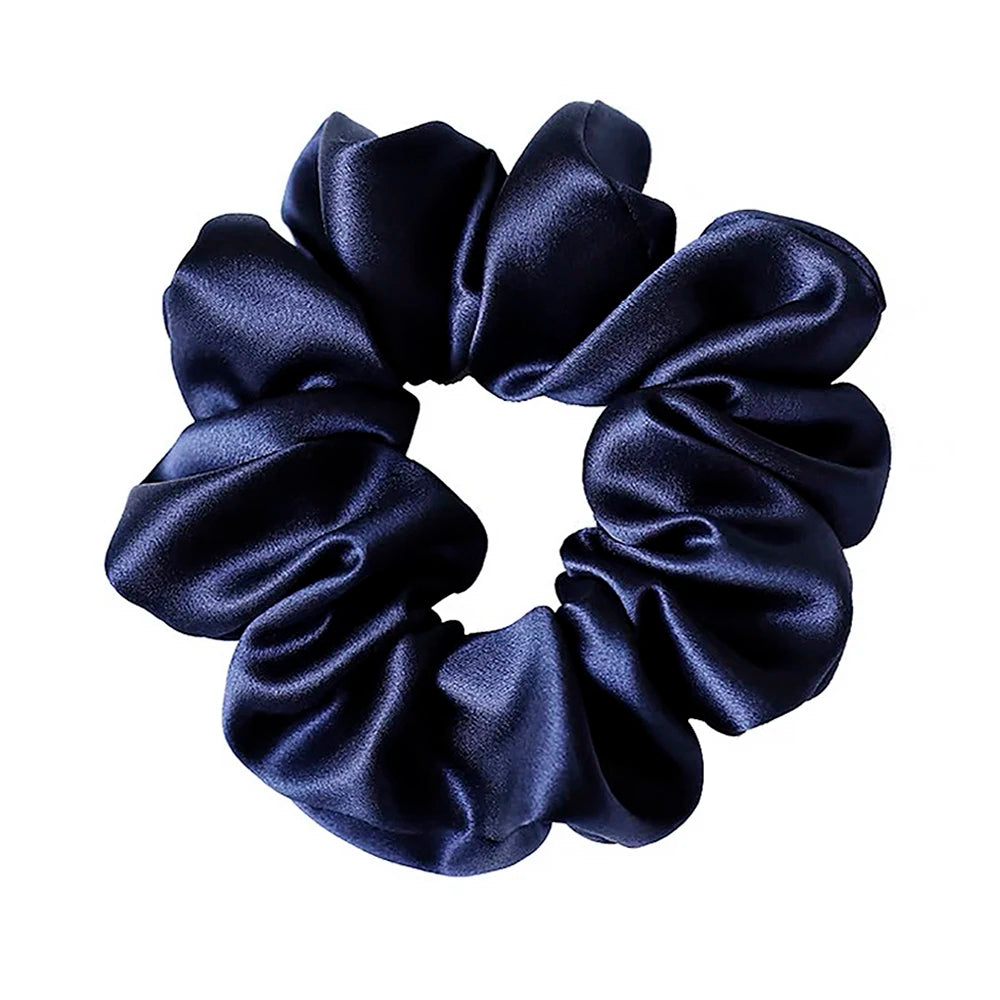 100% Pure Mulberry Silk Large Scrunchies Rubber Bands Hair Ties Gum Elastics Simple Pure Color for Women Girls 19 Momme 3.5CM