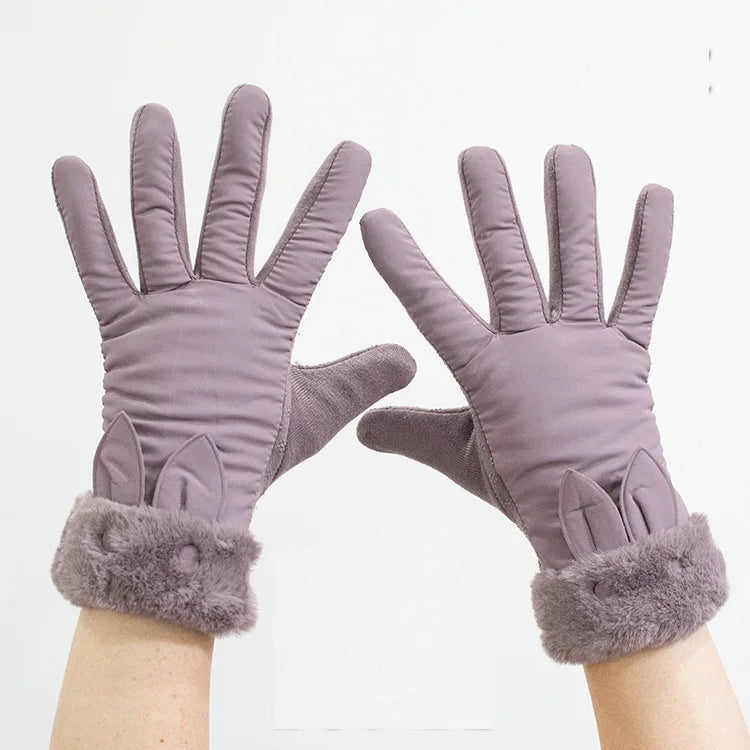 Doppelt gefütterte Damen Winterhandschuhe – Plüsch, Kaschmir & Touchscreen