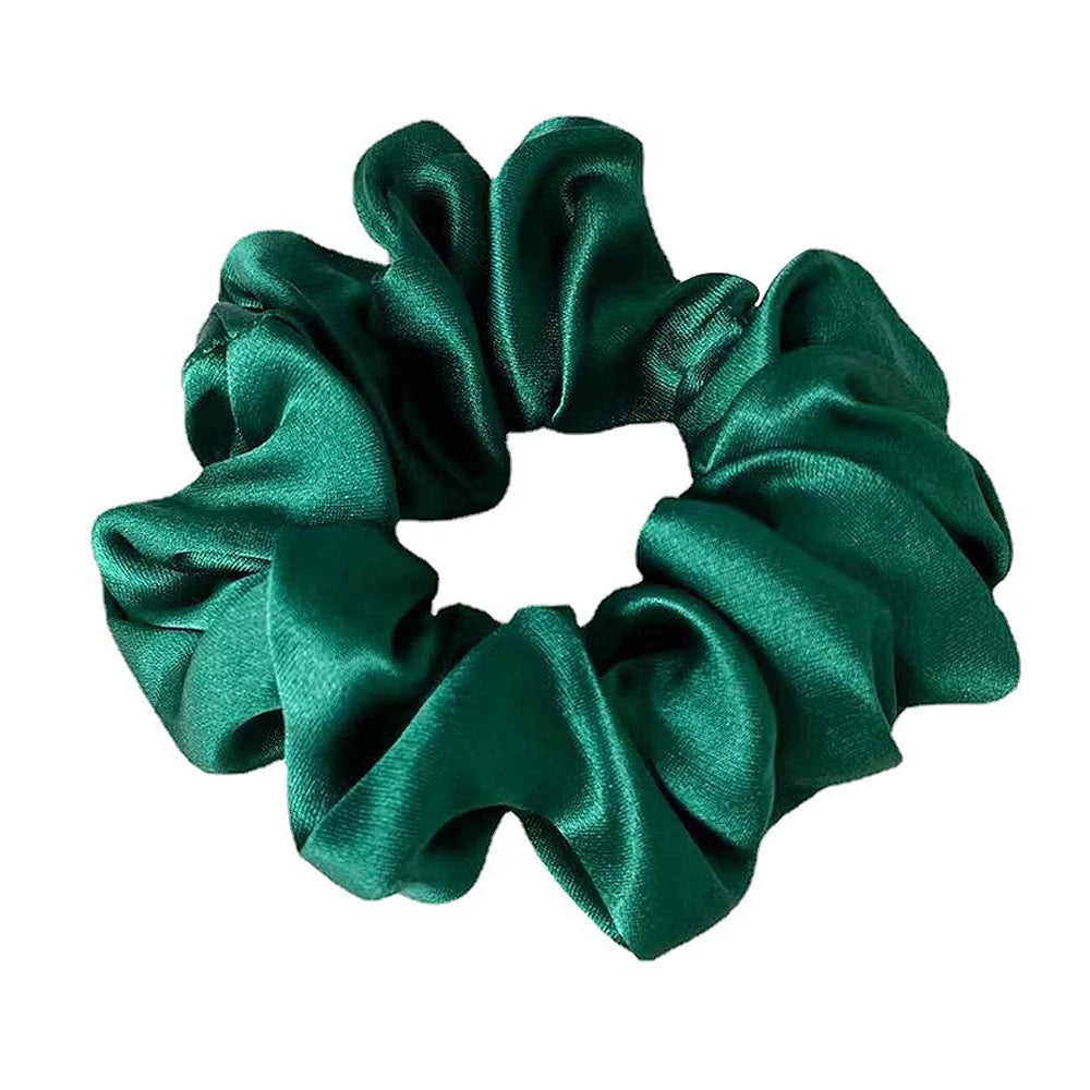 100% Pure Mulberry Silk Large Scrunchies Rubber Bands Hair Ties Gum Elastics Simple Pure Color for Women Girls 19 Momme 3.5CM