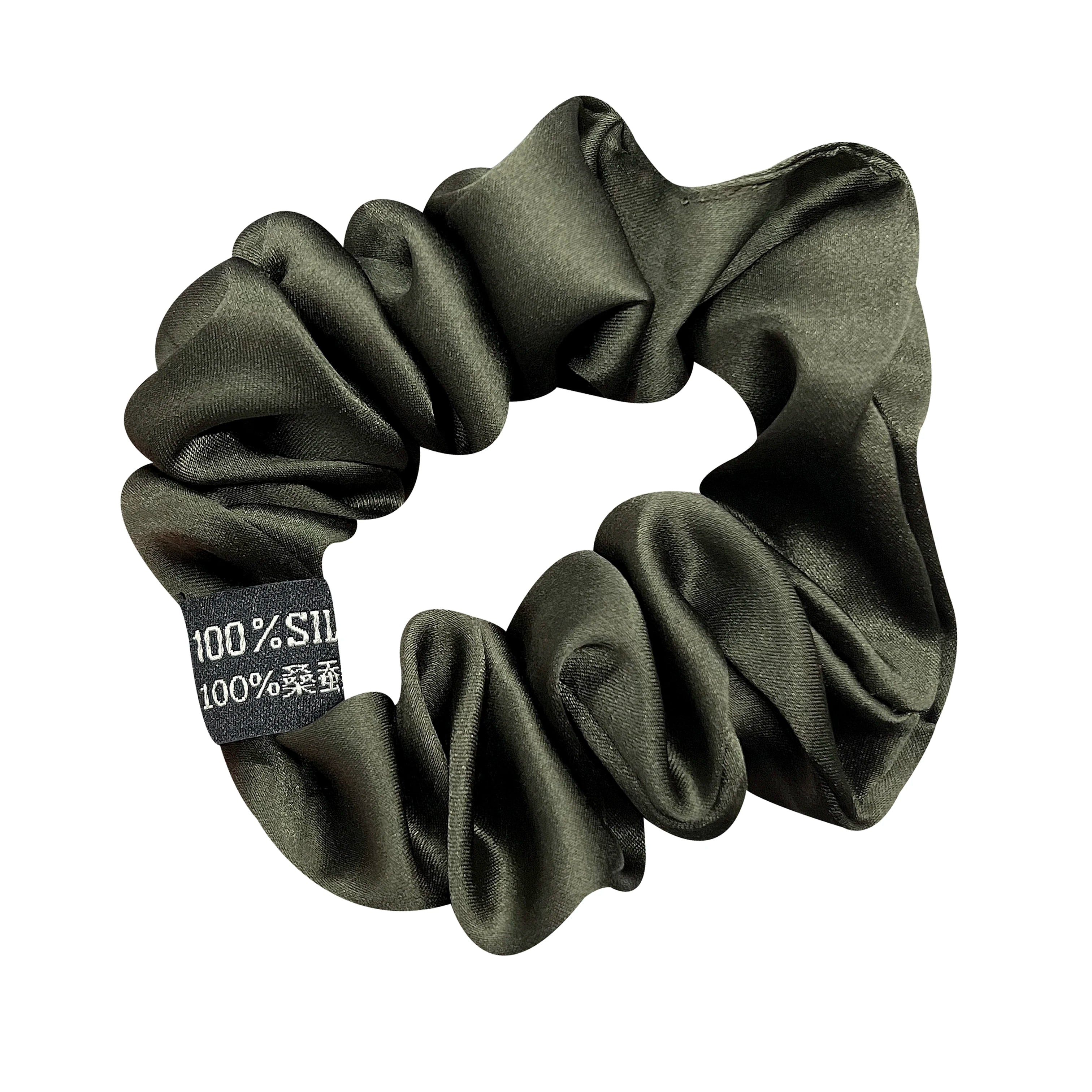 100% Pure Mulberry Silk Large Scrunchies Rubber Bands Hair Ties Gum Elastics Simple Pure Color for Women Girls 19 Momme 3.5CM