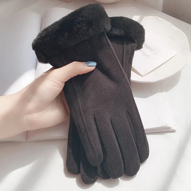 Dicke Plüsch-Winterhandschuhe für Damen – Warm & Touchscreen-fähig