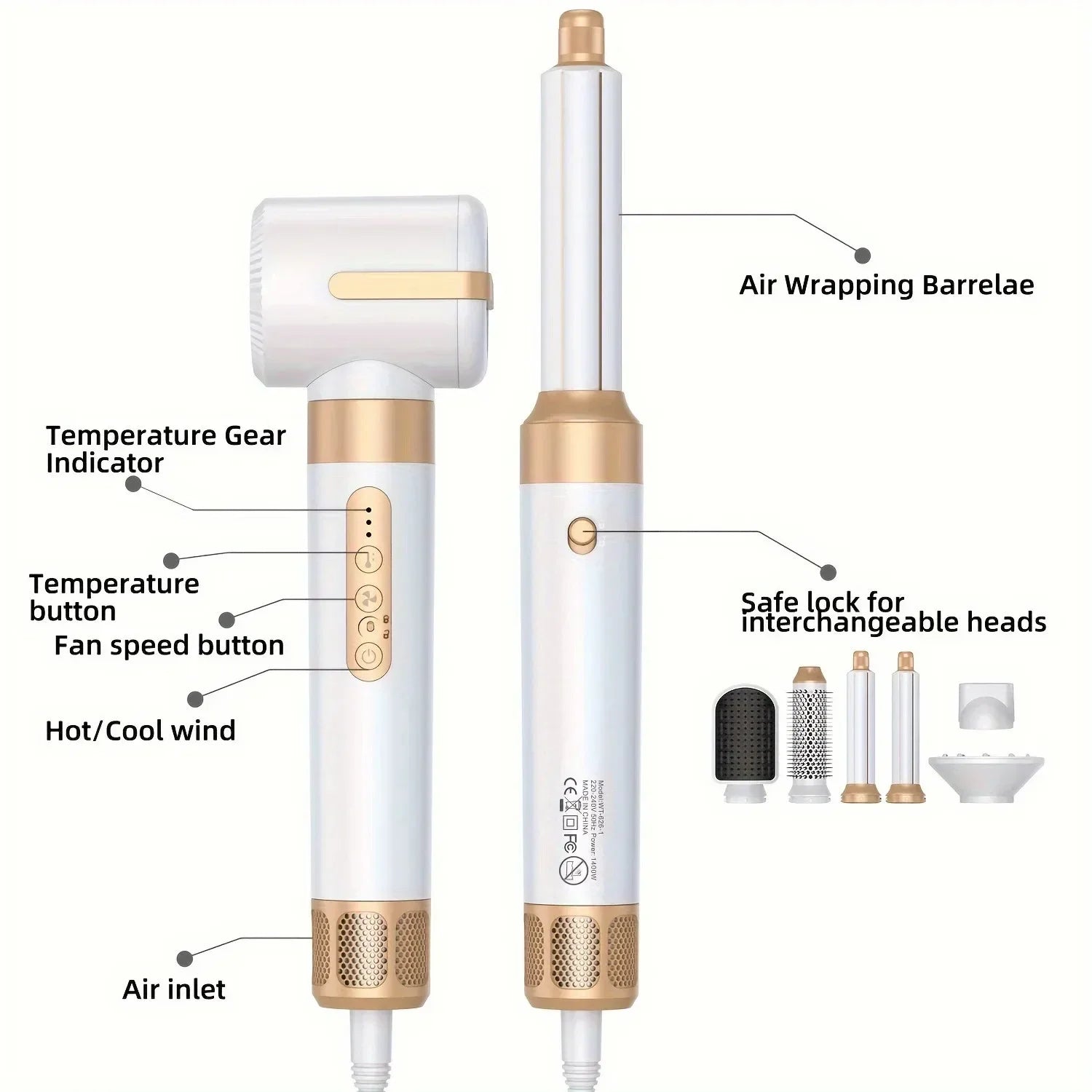 Tinsol 7-in-1 Hair Styler – Brushless Ionic Dryer mit Diffusor & Stylingaufsätzen