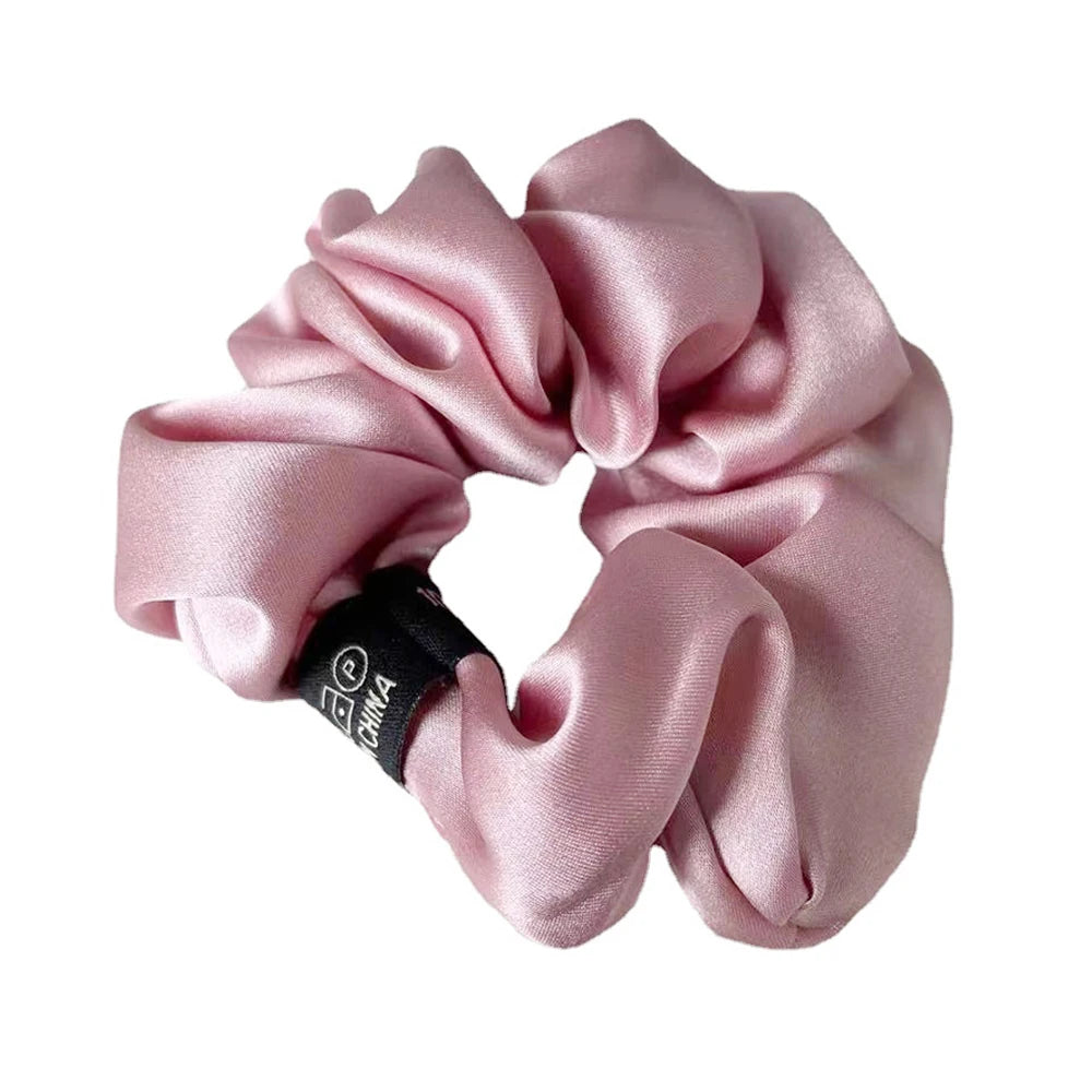 100% Pure Mulberry Silk Large Scrunchies Rubber Bands Hair Ties Gum Elastics Simple Pure Color for Women Girls 19 Momme 3.5CM