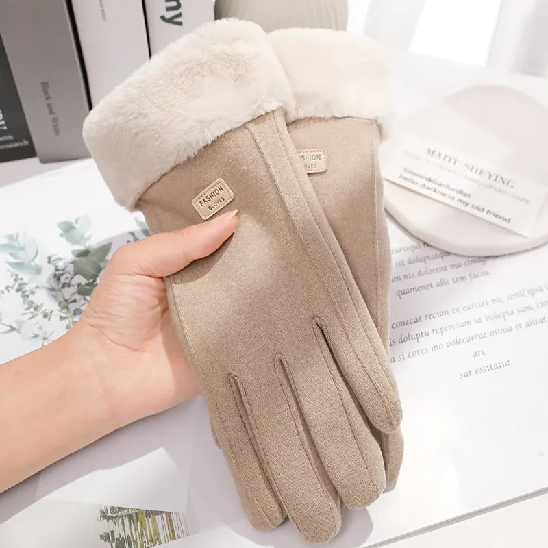 Dicke Plüsch-Winterhandschuhe für Damen – Warm & Touchscreen-fähig